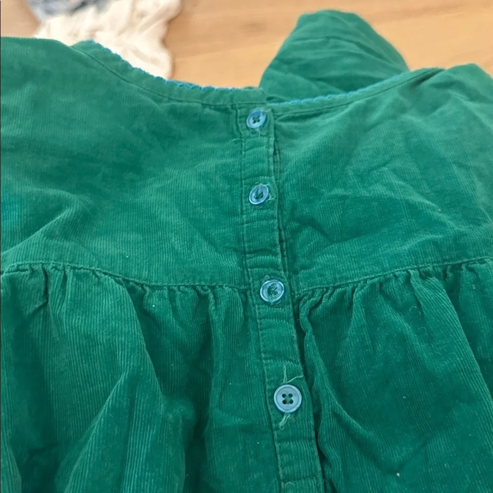 Mini Boden Teal Kids smocked corduroy Dress 9/10 *tear
